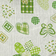 Patches on Green Poly Cotton Fabric,