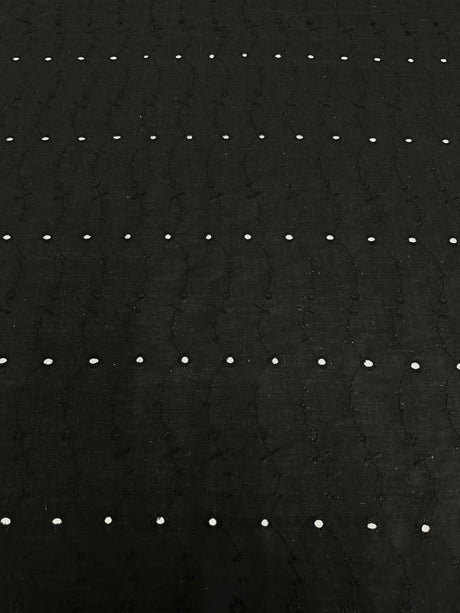 Black Embroidered Cotton Eyelet