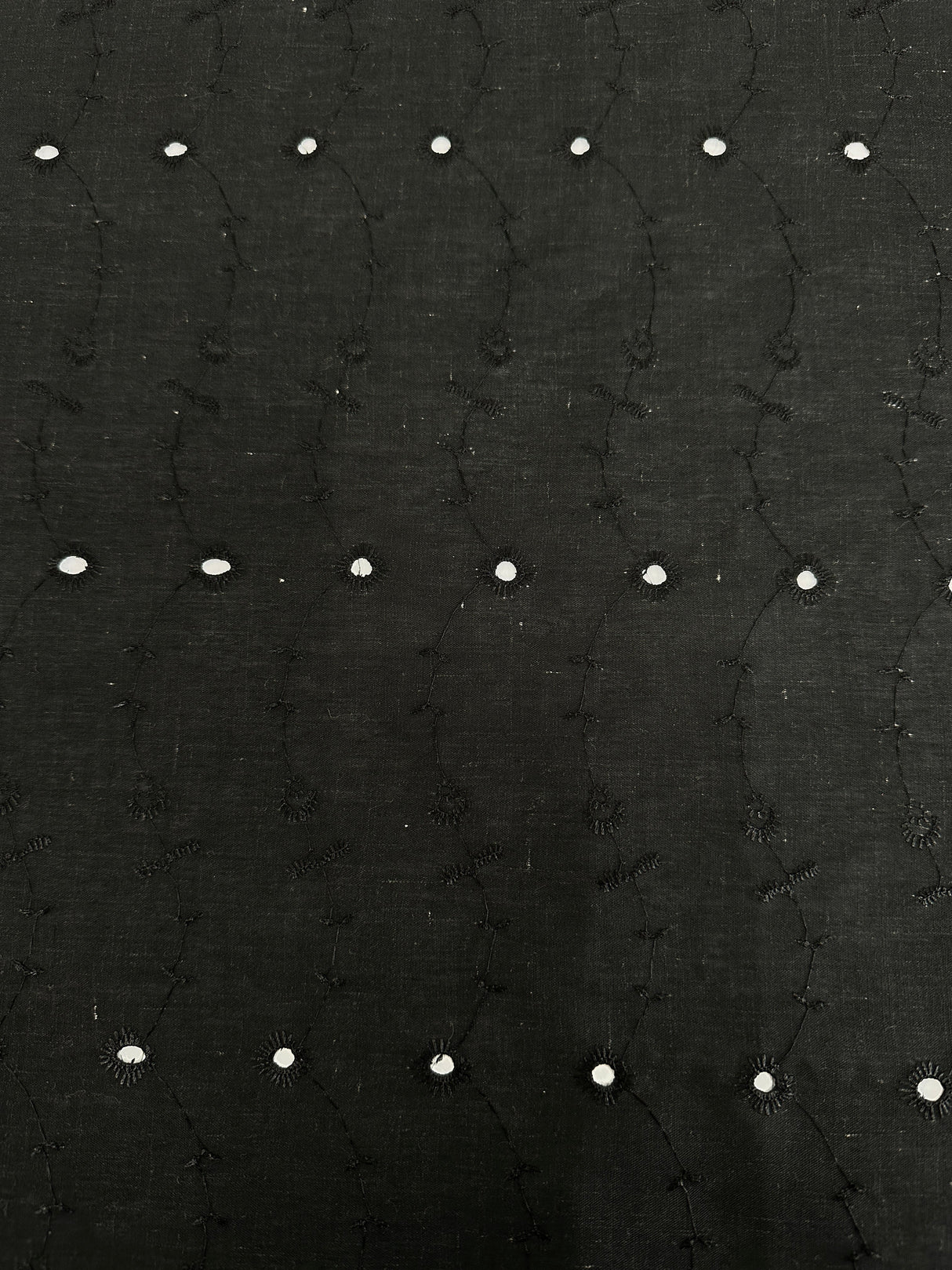 Black Embroidered Cotton Eyelet