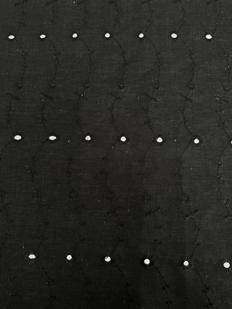 Black Embroidered Cotton Eyelet