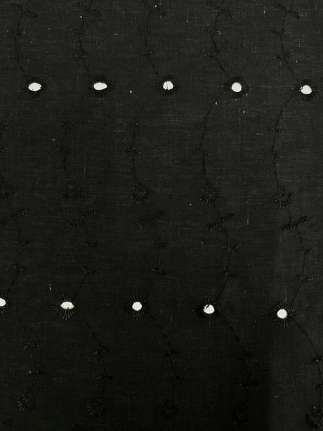 Black Embroidered Cotton Eyelet