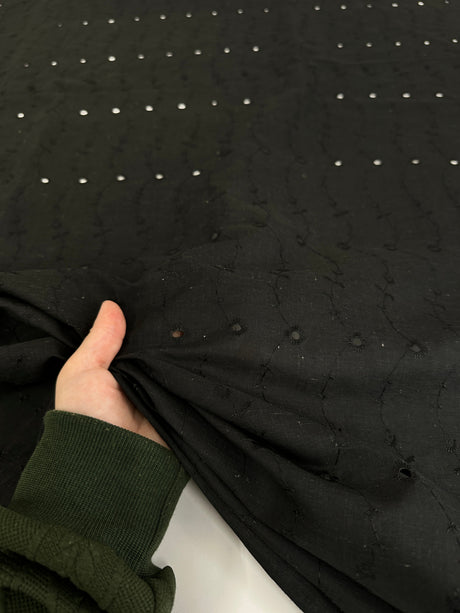 Black Embroidered Cotton Eyelet