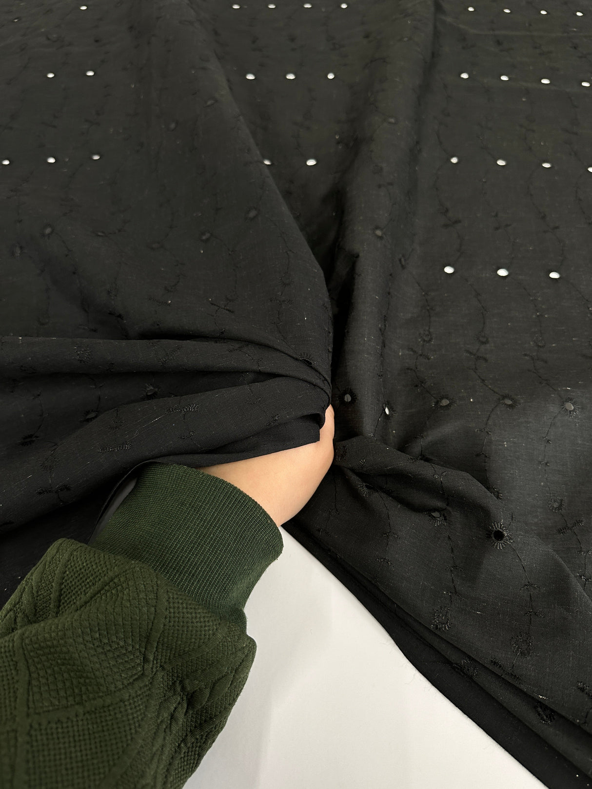 Black Embroidered Cotton Eyelet