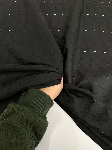 Black Embroidered Cotton Eyelet