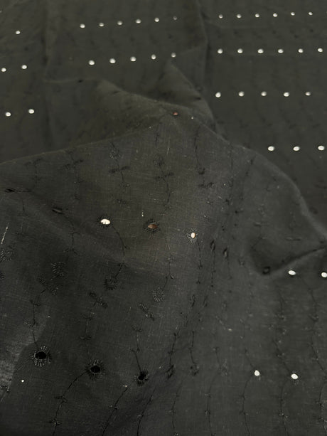Black Embroidered Cotton Eyelet