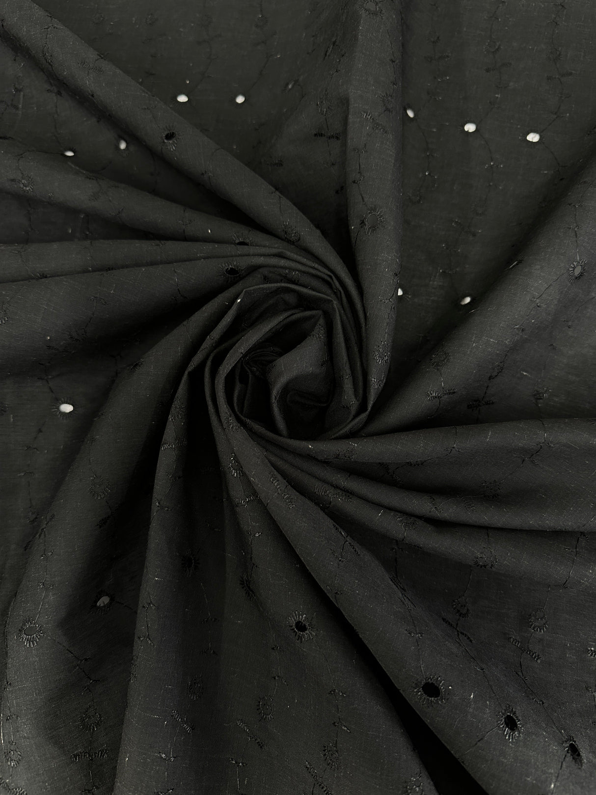 Black Embroidered Cotton Eyelet