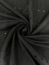 Black Embroidered Cotton Eyelet