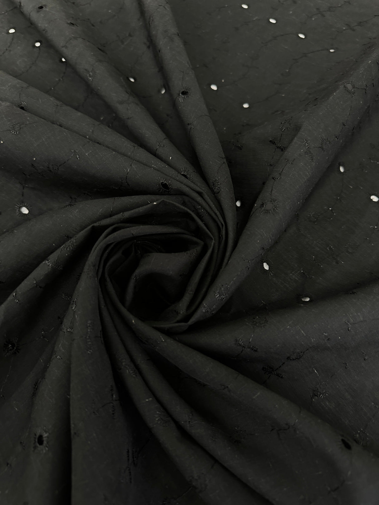 Black Embroidered Cotton Eyelet