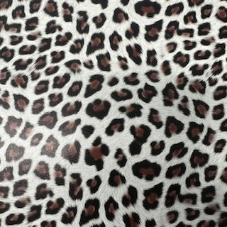 Faux Leather Baby Leopard Print 2-Way Stretch 54" White Brown