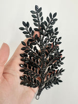 Black Bridal Leaves Rhinestone Applique