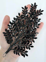 Black Bridal Leaves Rhinestone Applique