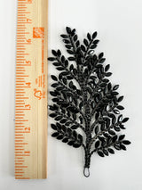 Black Bridal Leaves Rhinestone Applique