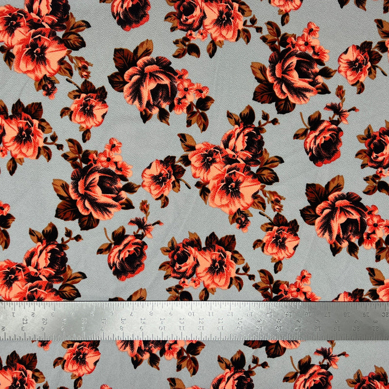 1 Yard Liverpool Knit Floral Fabric – Crepe Stretch Material for Skirts, Tops, Dresses – 58 Inch