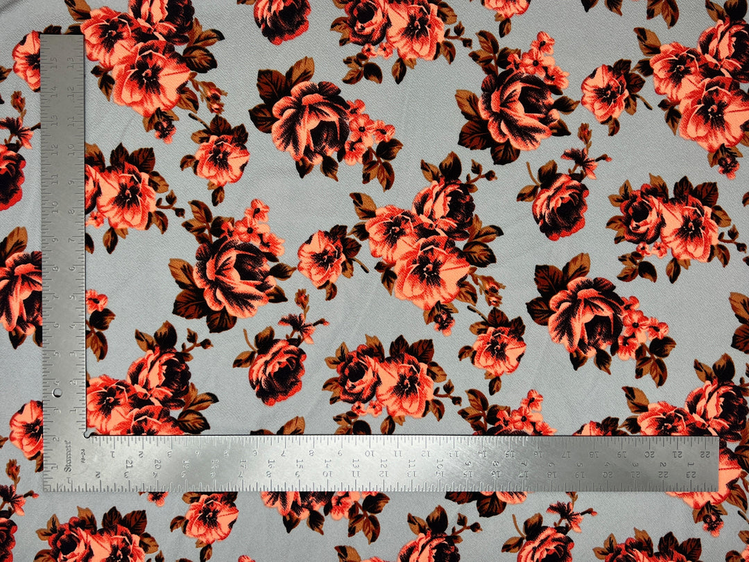 1 Yard Liverpool Knit Floral Fabric – Crepe Stretch Material for Skirts, Tops, Dresses – 58 Inch
