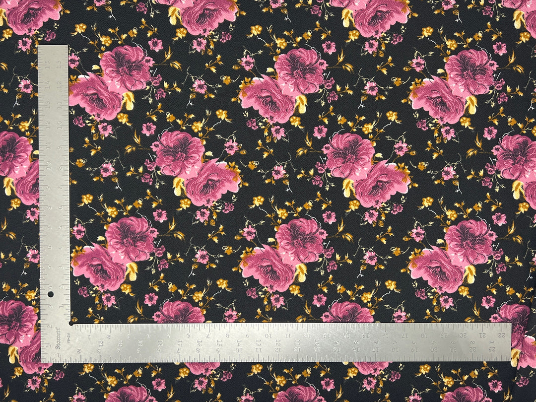 1 Yard Liverpool Knit Floral Fabric – Stretch Textured Crepe Material for Dresses and Tops – 58 Inch