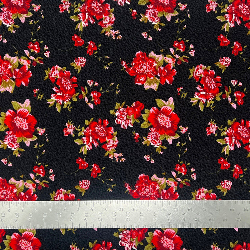 1 Yard Liverpool Knit Floral Print Fabric – Stretch Crepe Fabric for Dresses, Tops, and Bows – 58 Inch