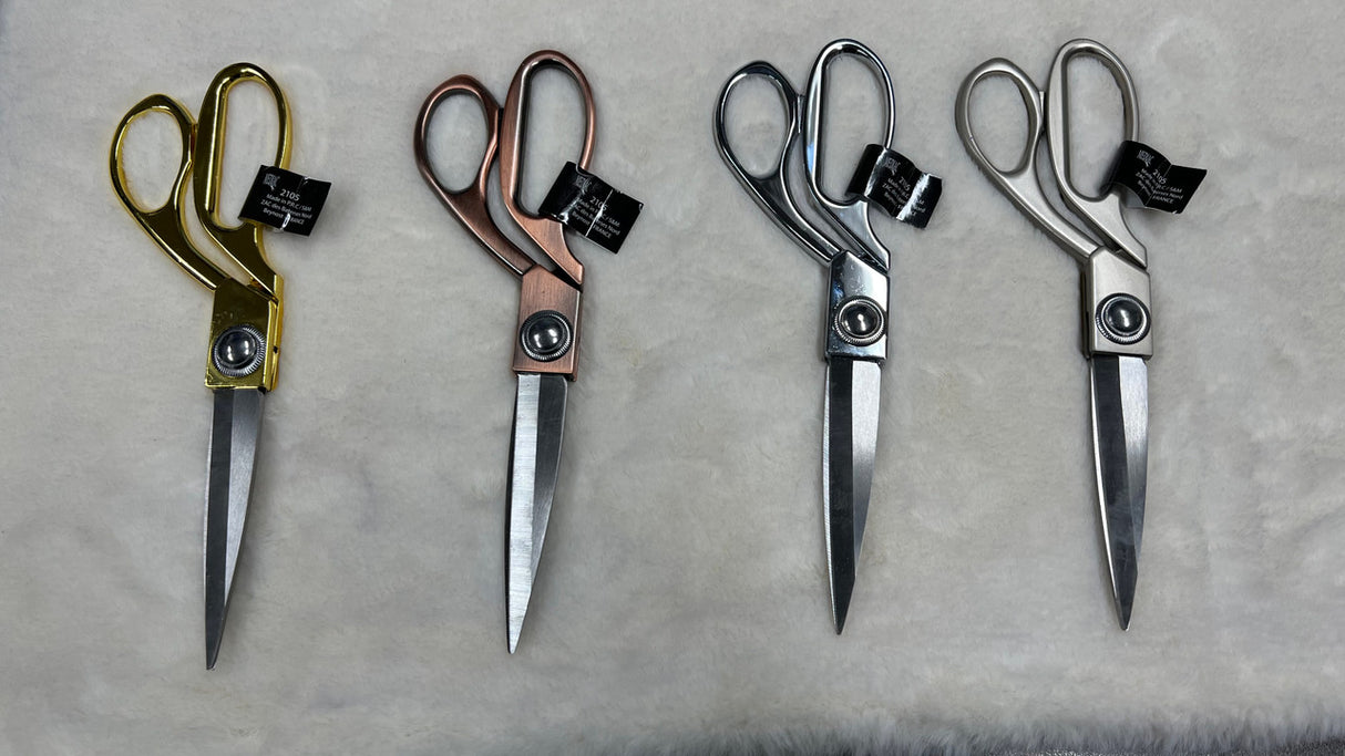 Professional Tailor Scissors Stainless Steel Fabric - Chrome Gold, Brushed Copper, Chrome Silver, Brushed Nickel, 8" Length, 2.35" Width, 0.79" Height