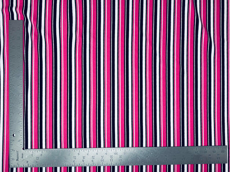 1 Yard Techno Crepe Knit Multicolor Stripe Print Fabric Lightweight Stretch 60 Inch Width