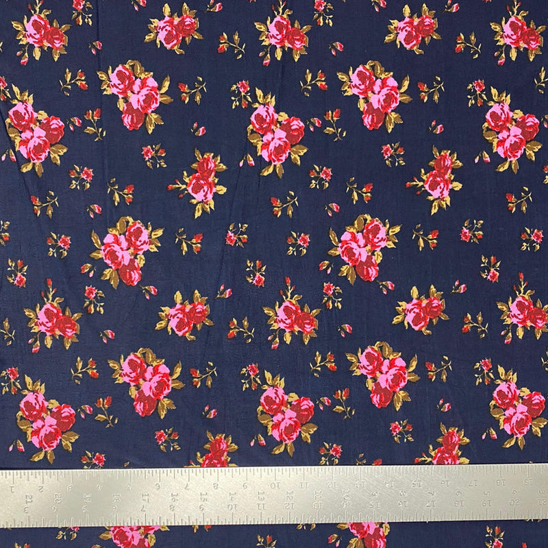 1 Yard ITY Knit Floral Print Fabric for Dresses and Apparel 60 Inches Wide