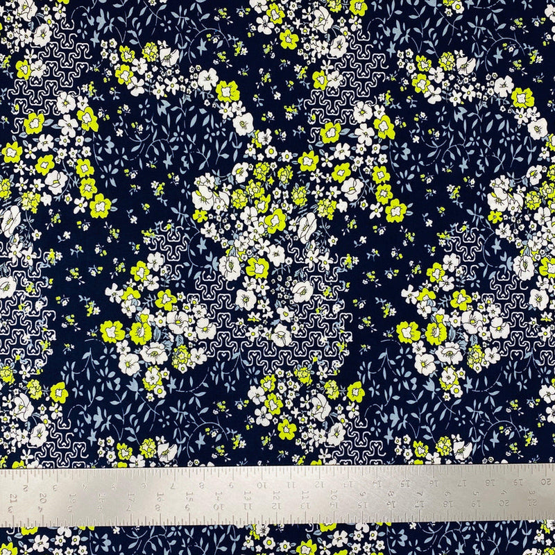 1 Yard Soft ITY Knit Floral Print Fabric For Dresses Tops Skirts Apparel Projects 60 Inch Wide