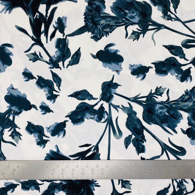 1 yard Liverpool knit floral print fabric with stretch textured crepe for dresses and skirts 60 inches