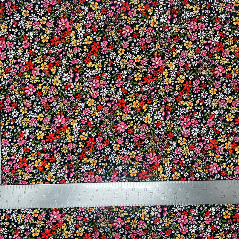 1 Yard 4x2 Brushed Rib Knit Floral Print Fabric Soft Stretch Textured 60 Inch Width
