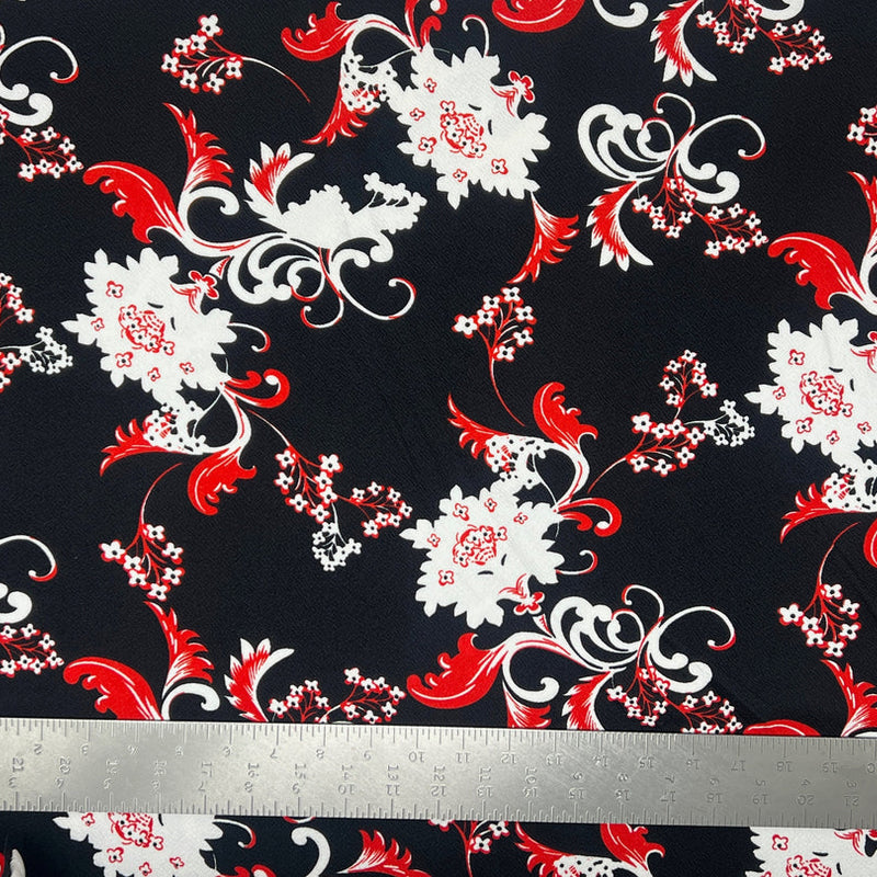 1 Yard Liverpool Knit Floral Print Fabric – Stretch Textured Floral Fabric for Garments and Headwraps – 58 Inch