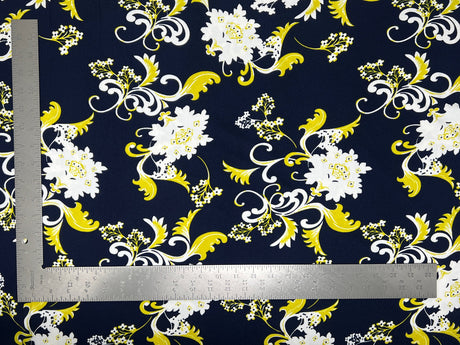 1 Yard Liverpool Knit Floral Print Fabric – Stretch Textured Floral Fabric for Garments and Headwraps – 58 Inch