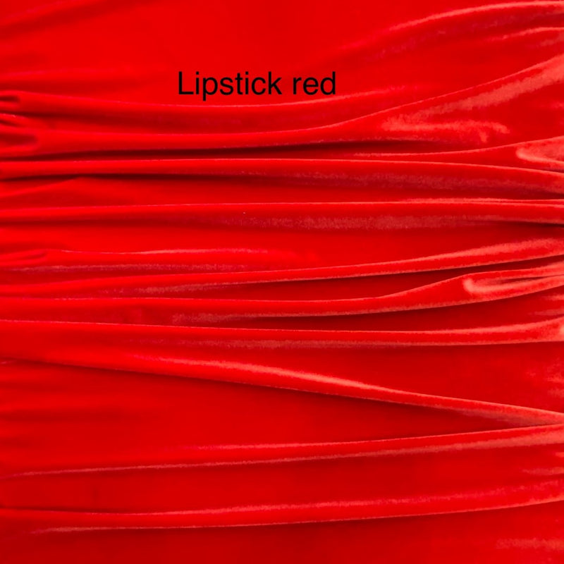 Lipstick Red Stretch Velvet Fabric - Red, 58"-60" Width (1 Yard)