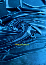 Peacock Blue Polyester Spandex Stretch Velvet Fabric - Teal, 58"-60" Width (1 Yard)