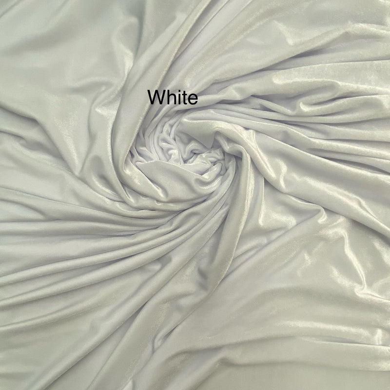 White Stretch Velvet Fabric - White, 58"-60" Width (1 Yard)