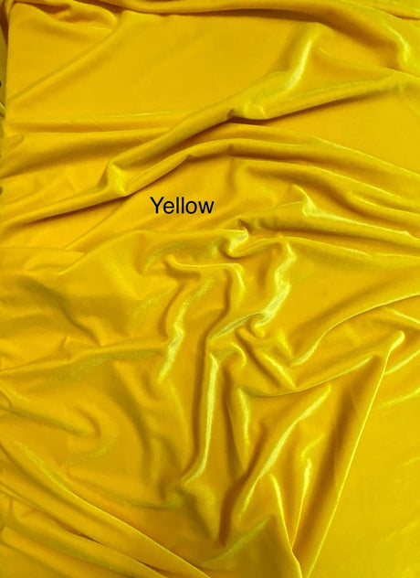 Yellow Stretch Velvet Fabric - Yellow, 58"-60" Wide