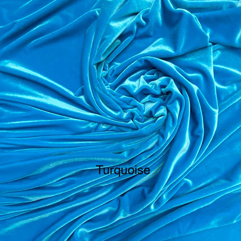 Turquoise Stretch Velvet Fabric - Turquoise, 58"-60" Width