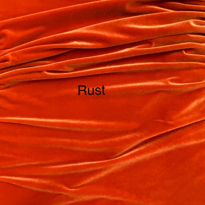 Rust Stretch Velvet Fabric - Rust, 58"-60" Width
