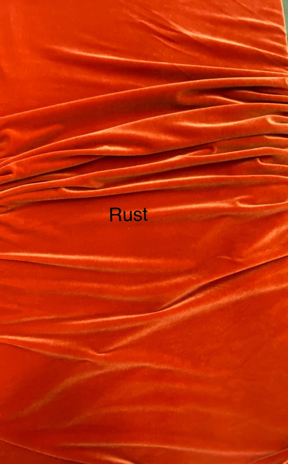 Rust Stretch Velvet Fabric - Rust, 58"-60" Width