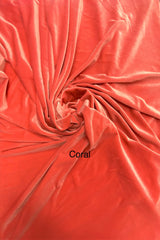 Coral Stretch Velvet Fabric - Coral, 58"-60" Width