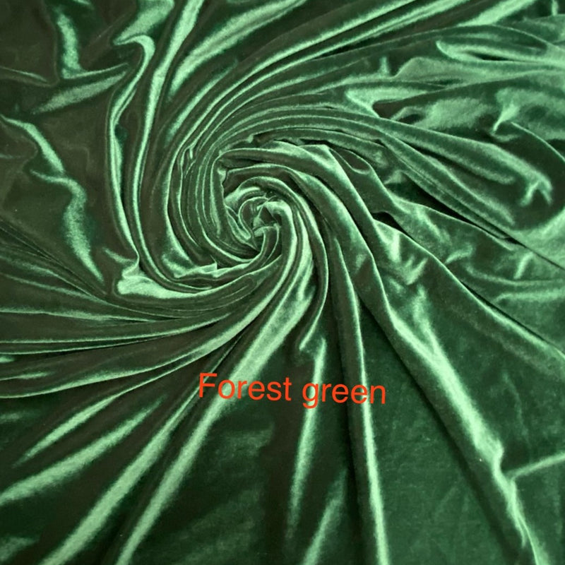 Fores Green Stretch Velvet Fabric - Fores Green, Stretch Velvet, 58"-60" Width