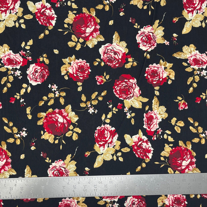 1 Yard ITY Knit Floral Print Fabric for Dresses and Apparel 60 Inches Wide