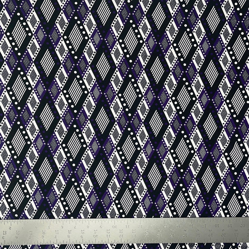 1 Yard Geometric Liverpool Knit Fabric – 60" Wide Stretch Crepe for Bold, Tailored Creations