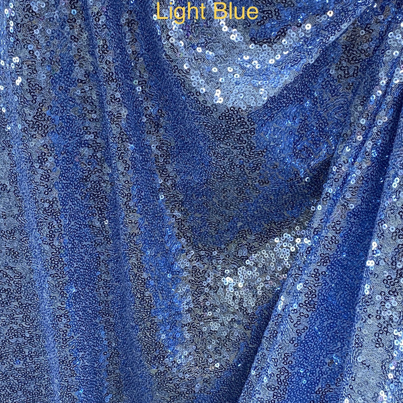 Glitz Sequins Polyester Fabric - Light Blue/Perri, Mini Metallic Disc Sequins, 52/54" Width