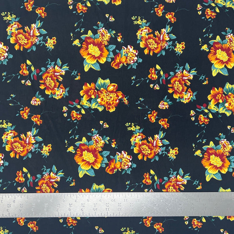 1 Yard ITY Knit Floral Print Fabric for Dresses and Apparel 60 Inches Wide