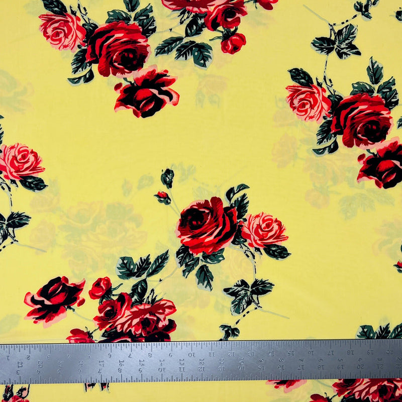 1 Yard Soft ITY Knit Floral Print Fabric For Dresses Tops Skirts Apparel Projects 60 Inch Wide