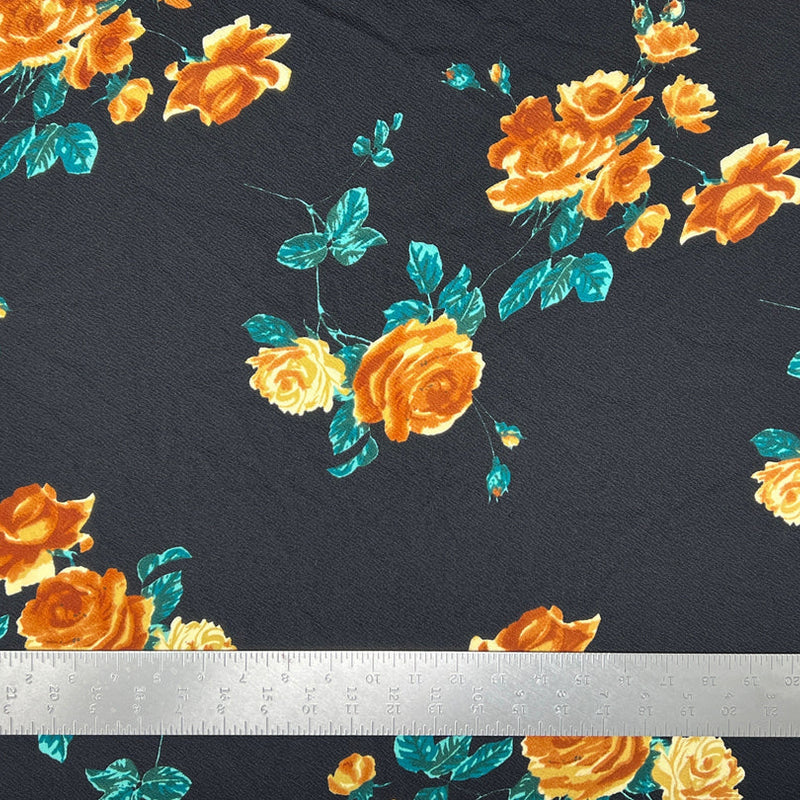 1 Yard Floral Liverpool Knit Fabric for Dresses, Tops, Skirts, Blouses Stretchy 58 Inch Material