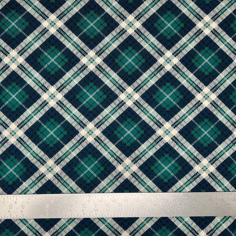 1 Yard Plaid Liverpool Knit Fabric – Stretchy Crepe Fabric for Dresses, Headbands, Skirts, Shirts – 58 Inch