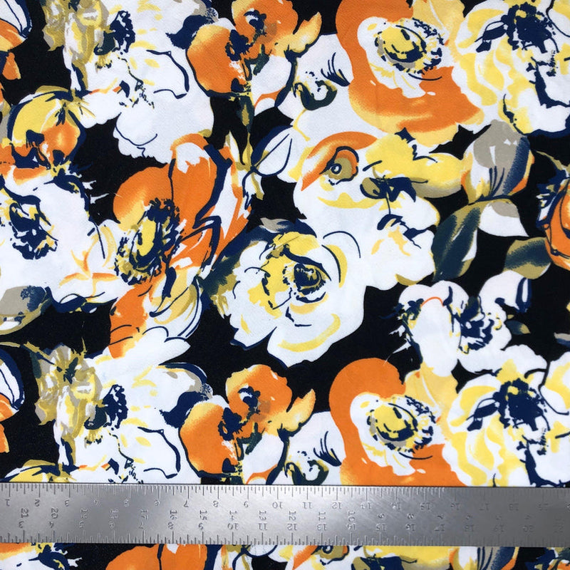 1 Yard Stretch Liverpool Knit Floral Print Fabric for Dresses, Head Wraps, Apparel Width 58 60 Inches