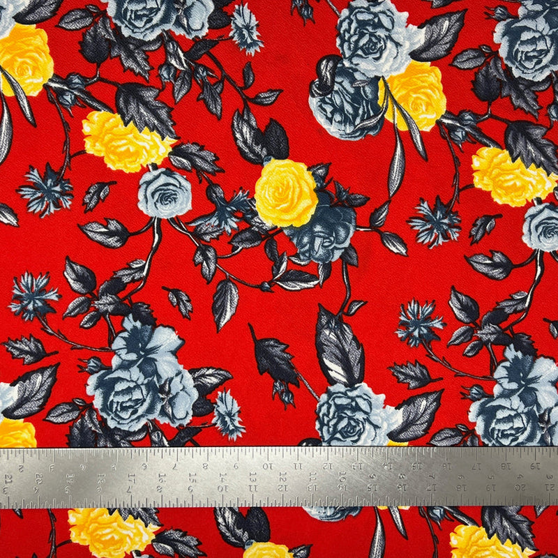 1 Yard Liverpool Knit Floral Fabric – Stretch Textured Crepe for Dresses, Tops, Skirts – 58 Inch