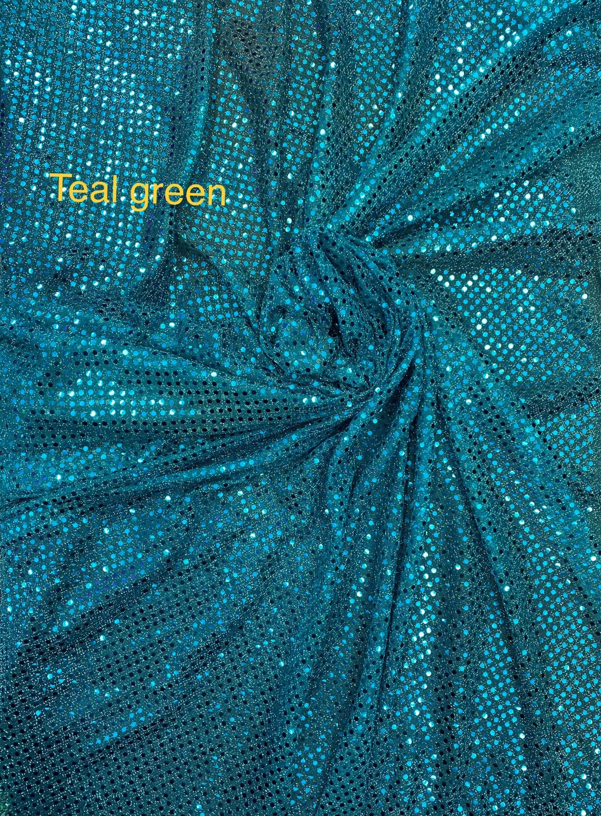Teal Green Small Confetti Sequin Polyester Fabric - Teal Green, Confetti Dot Sequin, 42" Width (1 Yard)