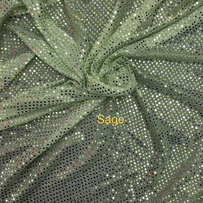 Sage Small Confetti Sequin Polyester Fabric - Sage, Confetti Dot Sequin, 42" Width (1 Yard)