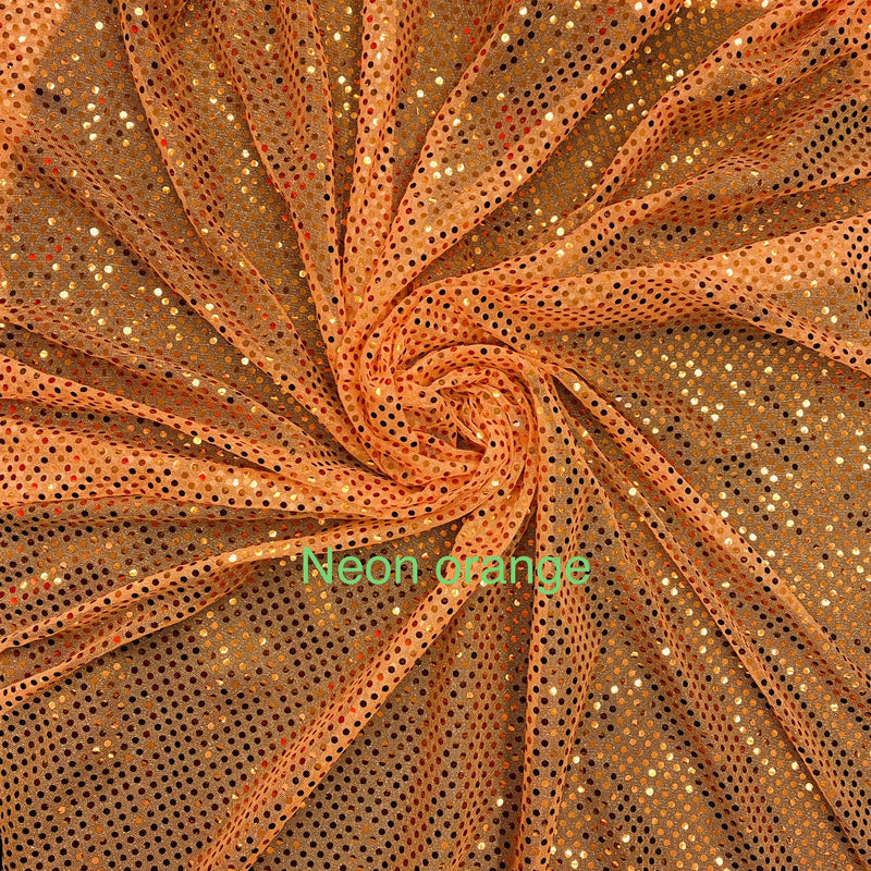 Neon Orange Small Confetti Sequin Polyester Fabric - Neon Orange, 3 Mm Sequin Dots, 42" Width (1 Yard)