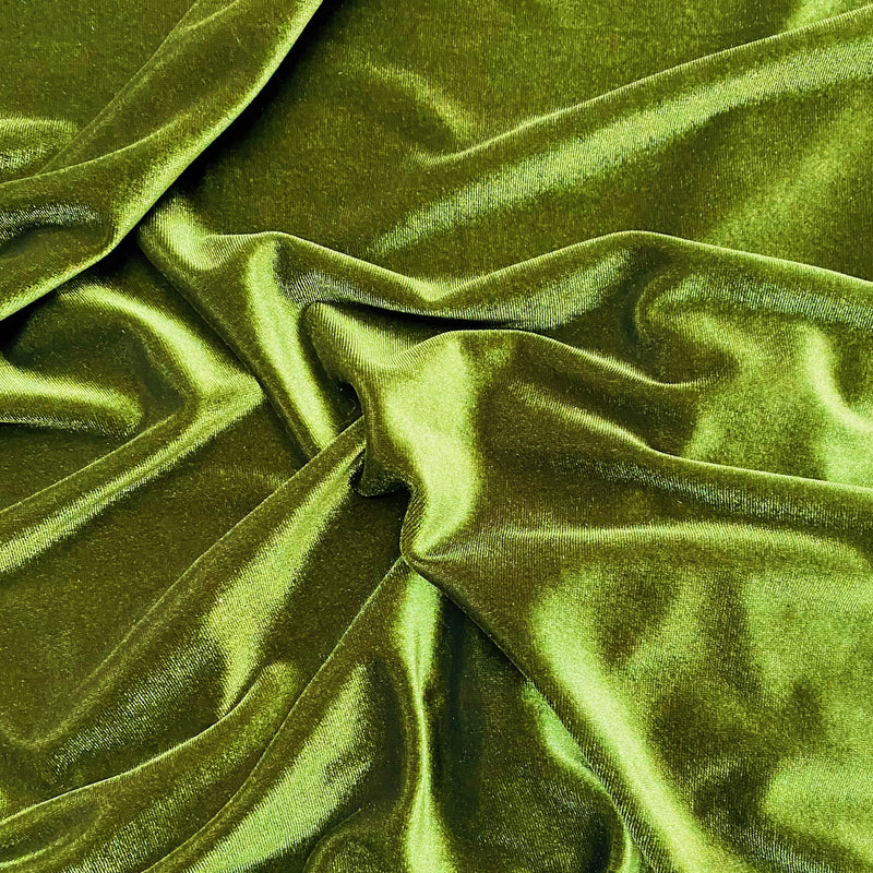 Olive Stretch Velvet Fabric - Olive, 58"-60" Width (1 Yard)
